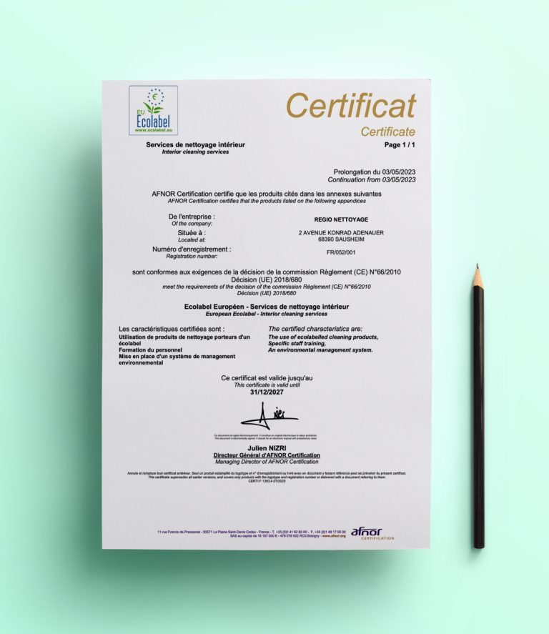 Ecolabel européen RegioNettoyage